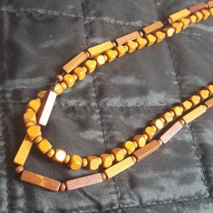 Vintage Wooden Beaded Necklaces, Set of 2
